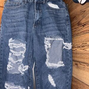 Distressed Blue Jeans